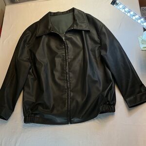Black Faux Leather Jacket women’s size Large - 0255